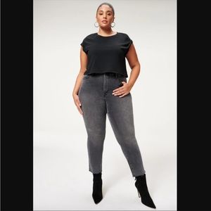 Good American good classic faded, black high-rise jeans